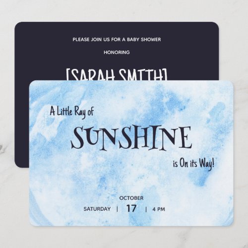 Blue Watercolor Baby Shower Invitation Card
