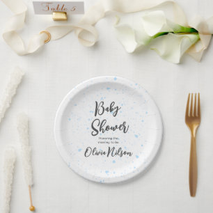 Blue Watercolor Baby Shower,  Oh Boy Baby Shower Paper Plates