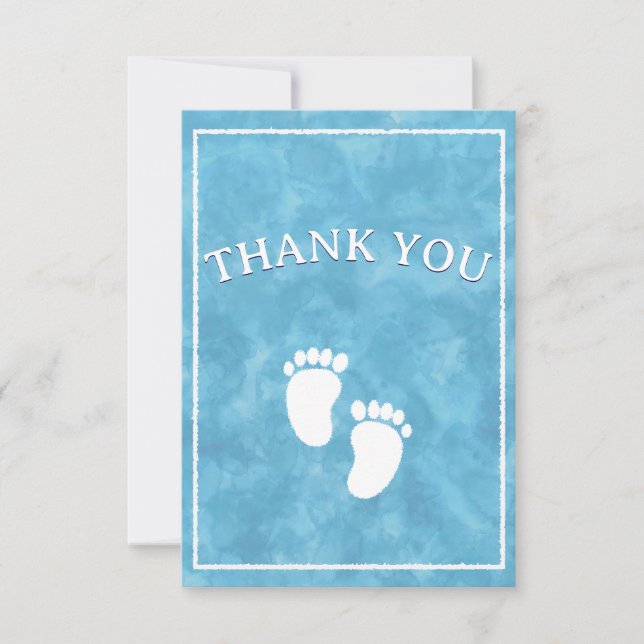 Blue Watercolor Baby Shower Rectangle Template  (Front)