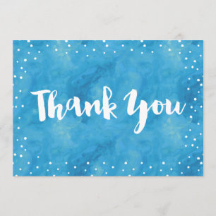 Blue Watercolor Baby Shower Thank You Card