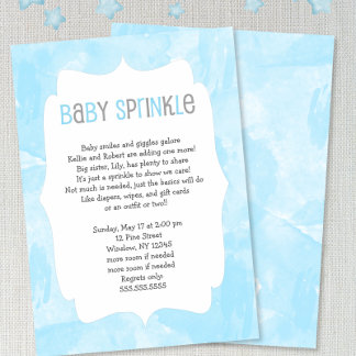 Blue Watercolor Baby Sprinkle / boy baby shower Invitation