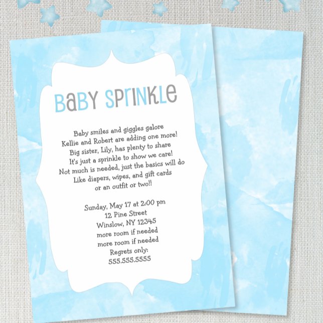 Blue Watercolor Baby Sprinkle / boy baby shower Invitation (Creator Uploaded)