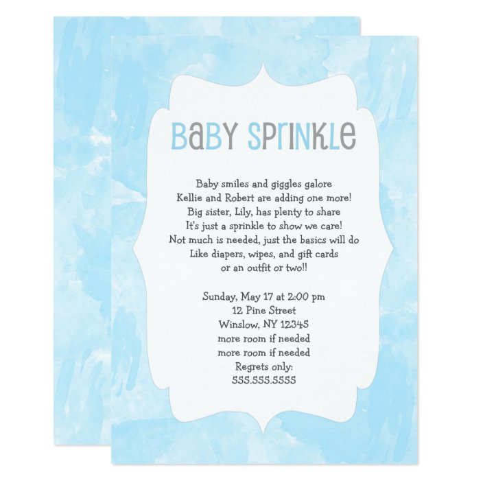 Blue Watercolor Baby Sprinkle Boy Baby Shower Invitation Zazzle