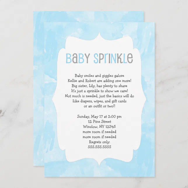 Blue Watercolor Baby Sprinkle / boy baby shower Invitation | Zazzle