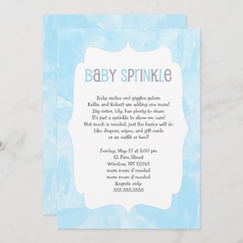 Blue Watercolor Baby Sprinkle / Boy Baby Shower Invitation by lemontreecards at Zazzle