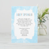 Blue Watercolor Baby Sprinkle / boy baby shower Invitation (Standing Front)
