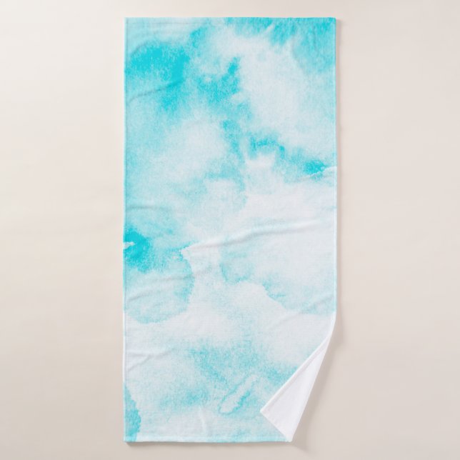 Blue watercolor background bath towel (Bath Towel)
