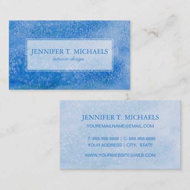 Blue Watercolor Background Business Card (Front/Back)