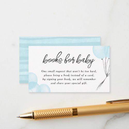 Blue Watercolor Balloons Baby Shower Book Request Enclosure Card