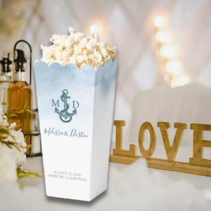 Blue Watercolor Beach Anchor Nautical Wedding Favor Boxes