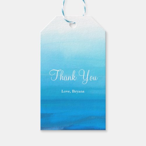 Blue Watercolor Beach Tropical Wedding Favor Gift Tags