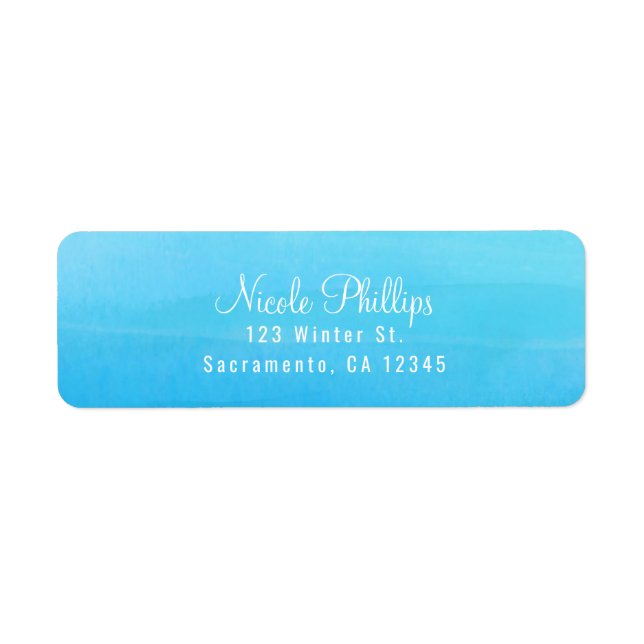Blue Watercolor Beach Tropical Wedding Invitation Label (Front)