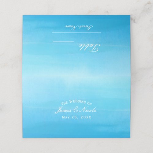 Blue Watercolor Beach Tropical Wedding Seating Place Card