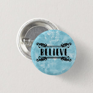 Blue Watercolor - Believe Button