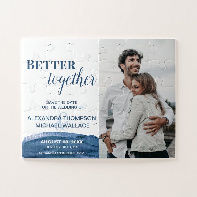 Blue watercolor Better Together Photo puzzle (Horizontal)