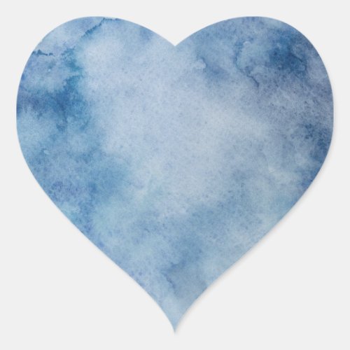 Blue Watercolor Blank Template Heart Sticker