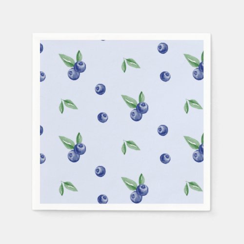 Blue Watercolor blueberry berry sweet birthday  Napkins