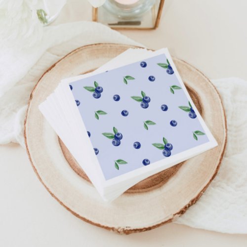 Blue Watercolor blueberry berry sweet birthday  Napkins