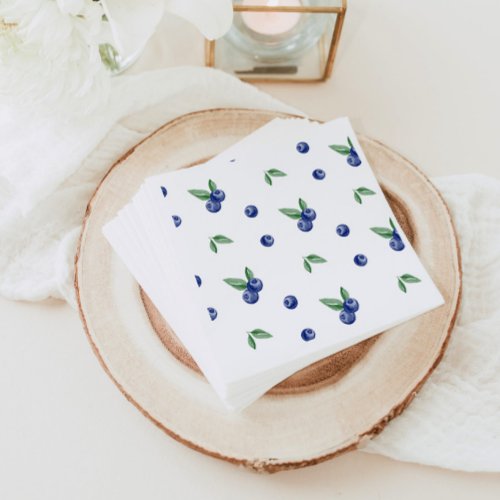 Blue Watercolor blueberry berry sweet birthday  Napkins