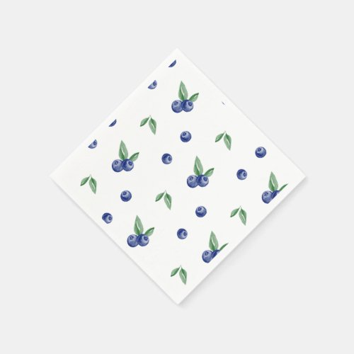 Blue Watercolor blueberry berry sweet birthday  Napkins