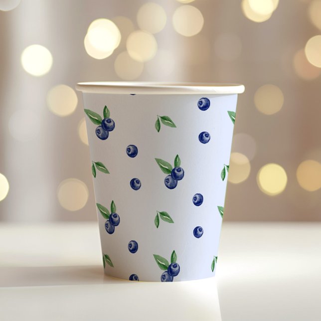 Blue Watercolor blueberry berry sweet birthday  Paper Cups (Creator Uploaded)