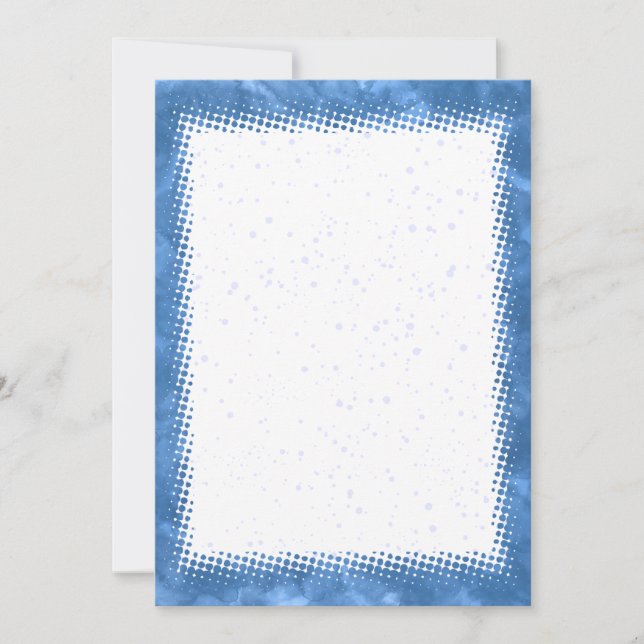 Blue Watercolor Border Blank Custom Text  Invitation (Front)