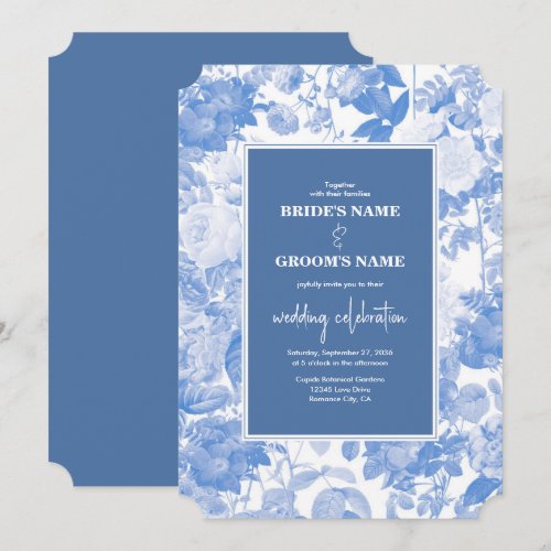 Blue Watercolor Botanical Florals Wedding