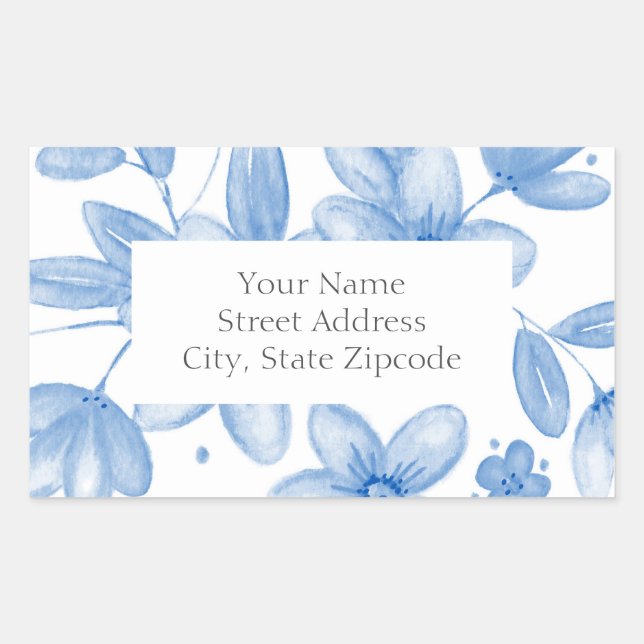 Blue Watercolor Bouquet Labels  (Front)