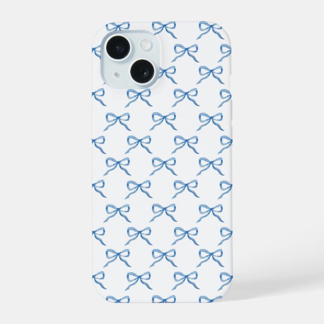 Blue Watercolor Bow Pattern Iphone Case (Back)