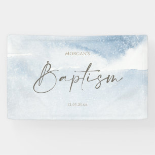 Blue Watercolor Boy Baptism Banner