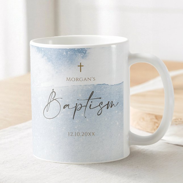 Blue Watercolor Boy Baptism Coffee Mug (Blue Watercolor Boy Baptism Coffee Mug)