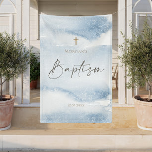 Blue Watercolor Boy Baptism Vertical Banner