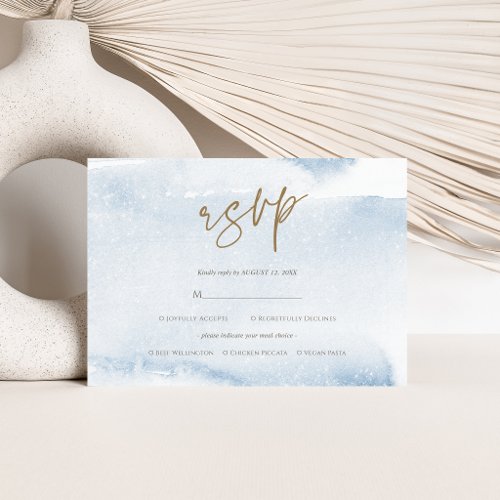 Blue Watercolor Boy First Communion RSVP Card