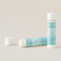 Blue Watercolor boy, oh boy baby shower Lip Balm