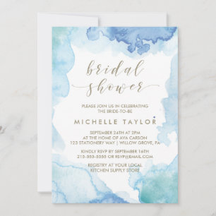 Blue Watercolor Bridal Shower Invitation