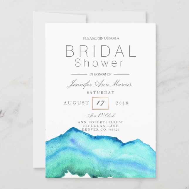 Blue Watercolor | Bridal Shower Invitation (Front)