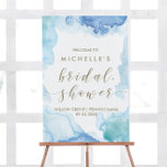 Blue Watercolor Bridal Shower Welcome Foam Board<br><div class="desc">This blue watercolor bridal shower welcome foam board sign is perfect for a modern bridal shower. The design features soft sky blue and teal watercolor.</div>