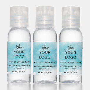Blue Watercolor Business Branding Custom Logo Hand Sanitizer