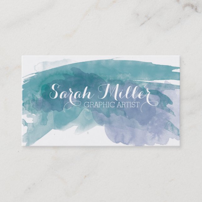Blue Watercolor Business Card (Front)