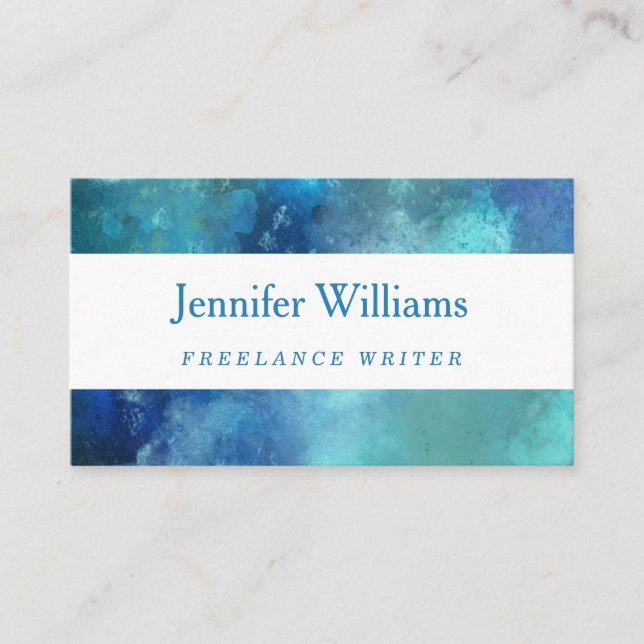 Blue Watercolor Business Card (Front)