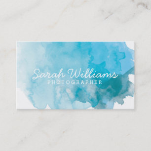 Blue Watercolor Business Card