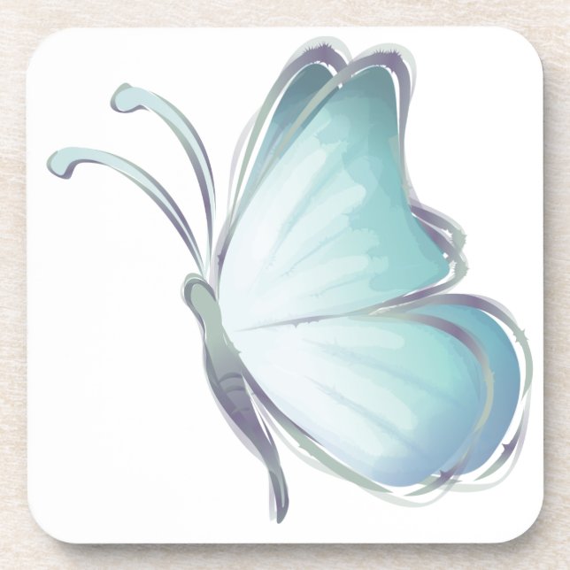 Blue Watercolor Butterflies Beverage Coaster (Front)