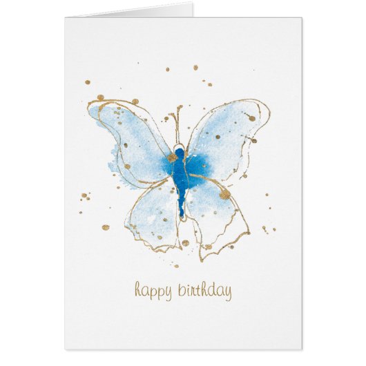 Blue Watercolor Butterflies Cards (Front)