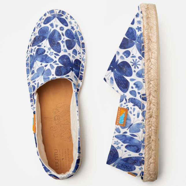 Blue Watercolor Butterflies Espadrilles (Side)