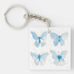 Blue Watercolor Butterflies Keychain