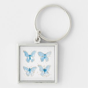 Blue Watercolor Butterflies Keychain