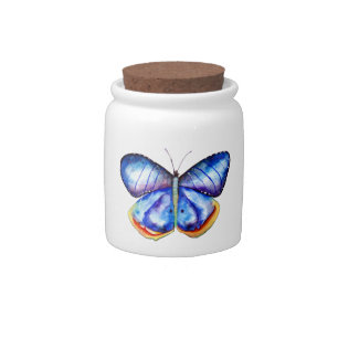Blue Watercolor butterfly Candy Jar