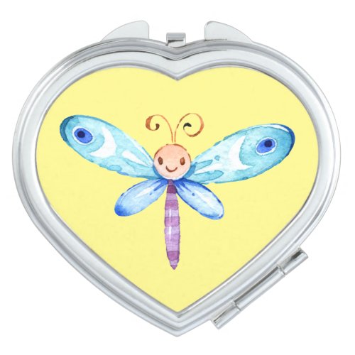 Blue Watercolor Butterfly Compact Mirror