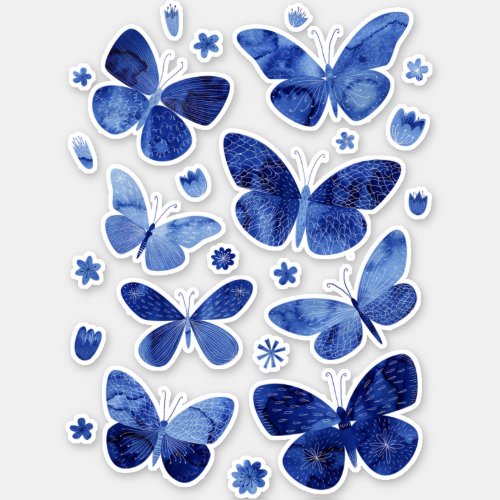 Blue Watercolor Butterfly Sticker