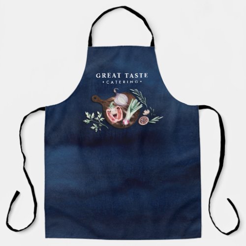 Blue Watercolor Catering Business Apron